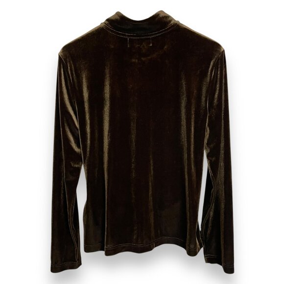 Vintage Velour Sweatshirt Zip-Up Tracksuit Brown Velvet Women Size Large Jacket - Picture 2 of 8